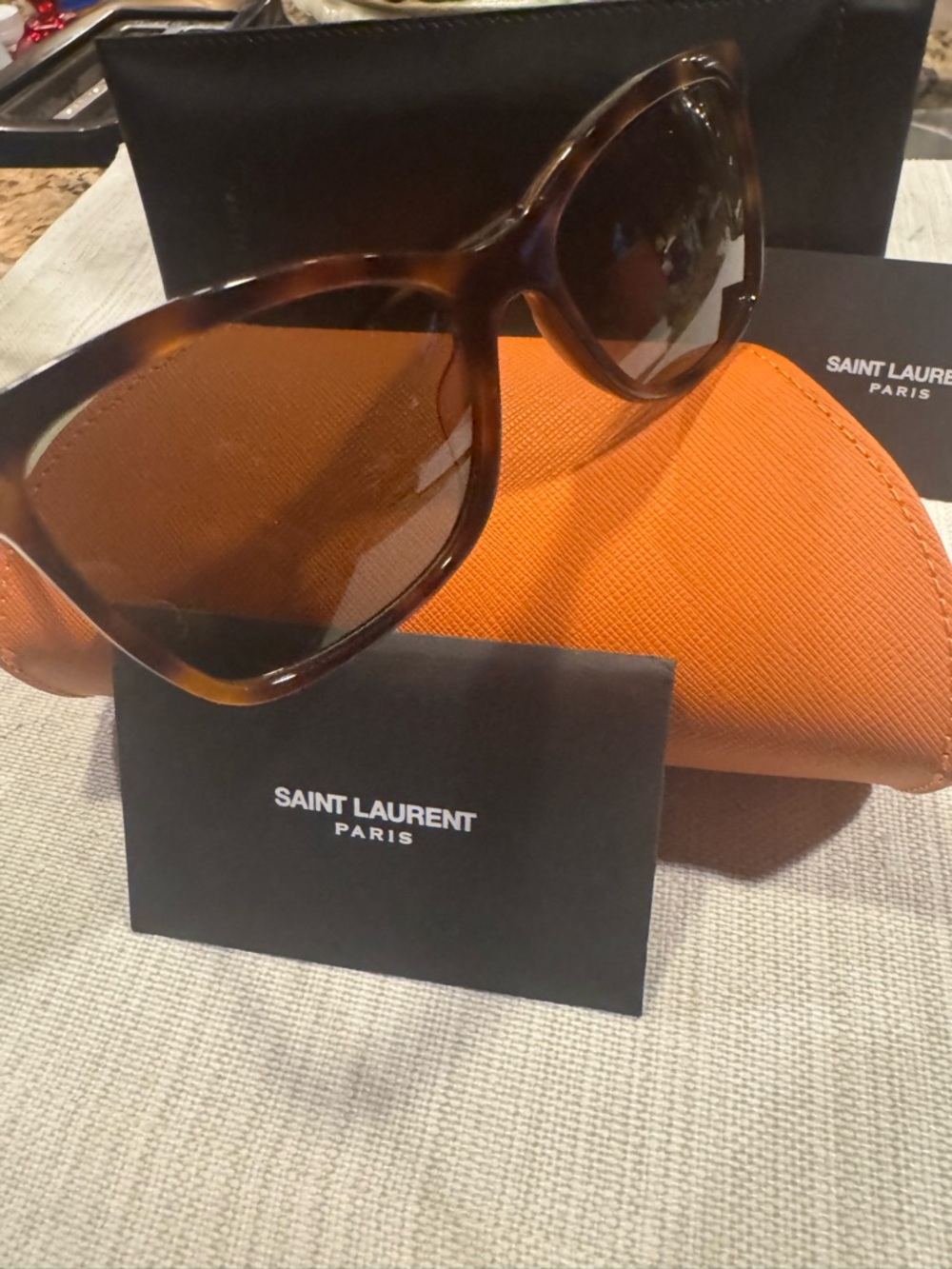 Saint Laurent Women’s Tortoise Sunglasses - Brown with Case - Picture 4 of 7